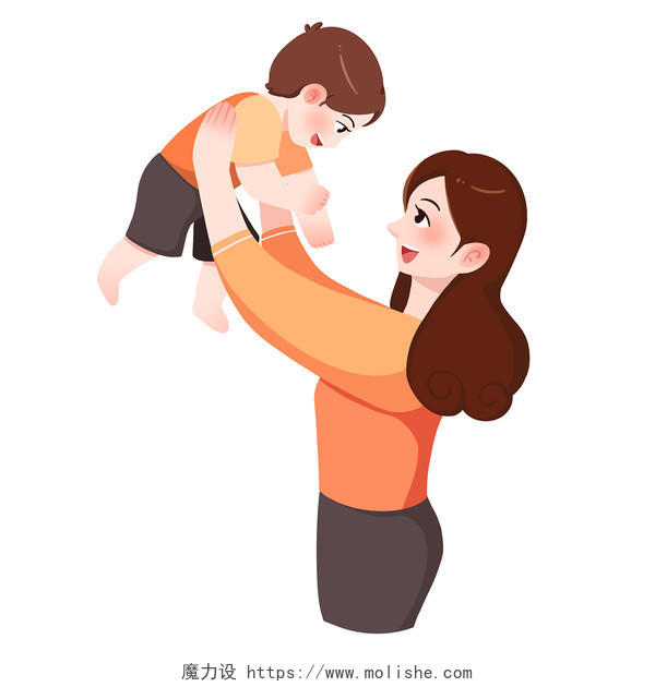 扁平人物母亲节母亲抱孩子PNG素材